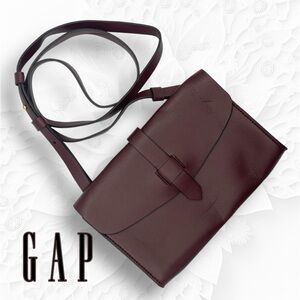GAP Simple Brown Faux Leather Snap Flap Crossbody